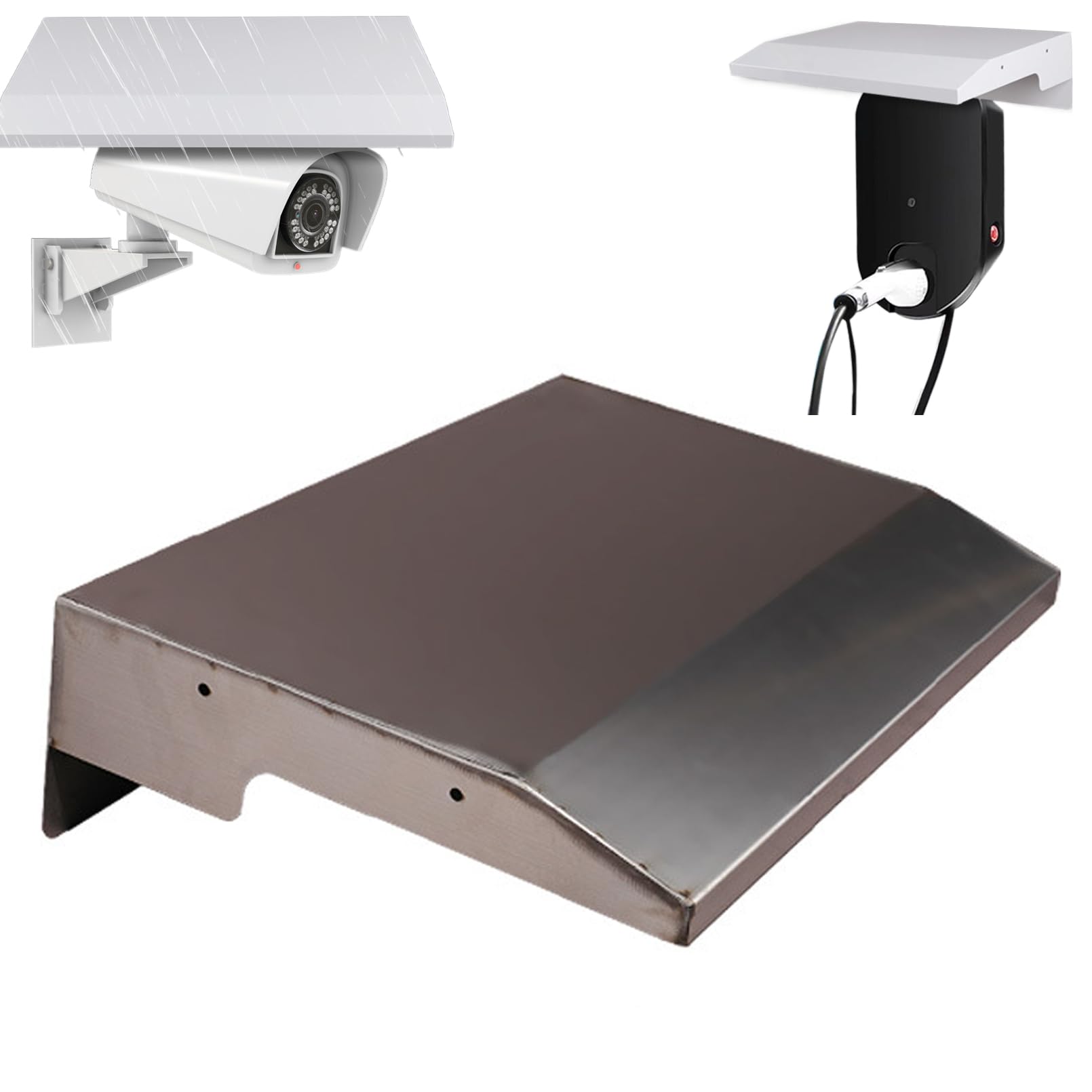 Cubierta universal para cámara de seguridad, protección solar y lluvia, protector de cámara de jardín con 3 tornillos de expansión, techo protector, cubierta de seguridad para luces LED, cúpula, todas