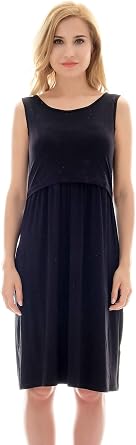 Bearsland Womens Sleeveless Maternity Dress Nursing Breastfeeding Dresses with Pockets