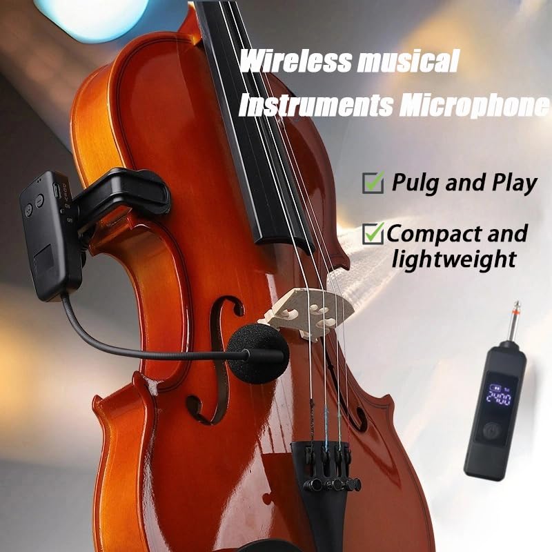 MICVISTA Professional Wireless Violin Microphone, Violin Pickup Clip-on Instrument Microphone, Designed for Violinists and Musicians, Suitable for Active PA Systems