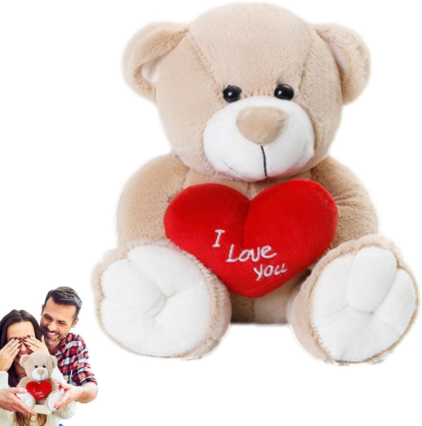 Flyhug Osos de Peluche,Te Amo Oso de Peluche con corazón Rojo | Regalo Divertido de Peluche de Animal para Novia, Novio, Esposa, Decoraciones navideñas para cumpleaños