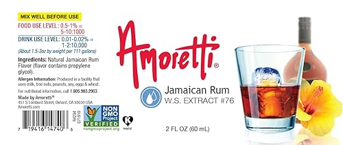 Amoretti - Extracto de ron jamaicano soluble en agua de 8 libras - Altamente concentrado y perfecto para pasteles, salados, elaboración de cerveza y