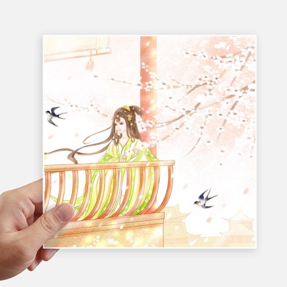Autocollant style chinois xinghua swallow sticker carré 20 cm pour valise et pc portable