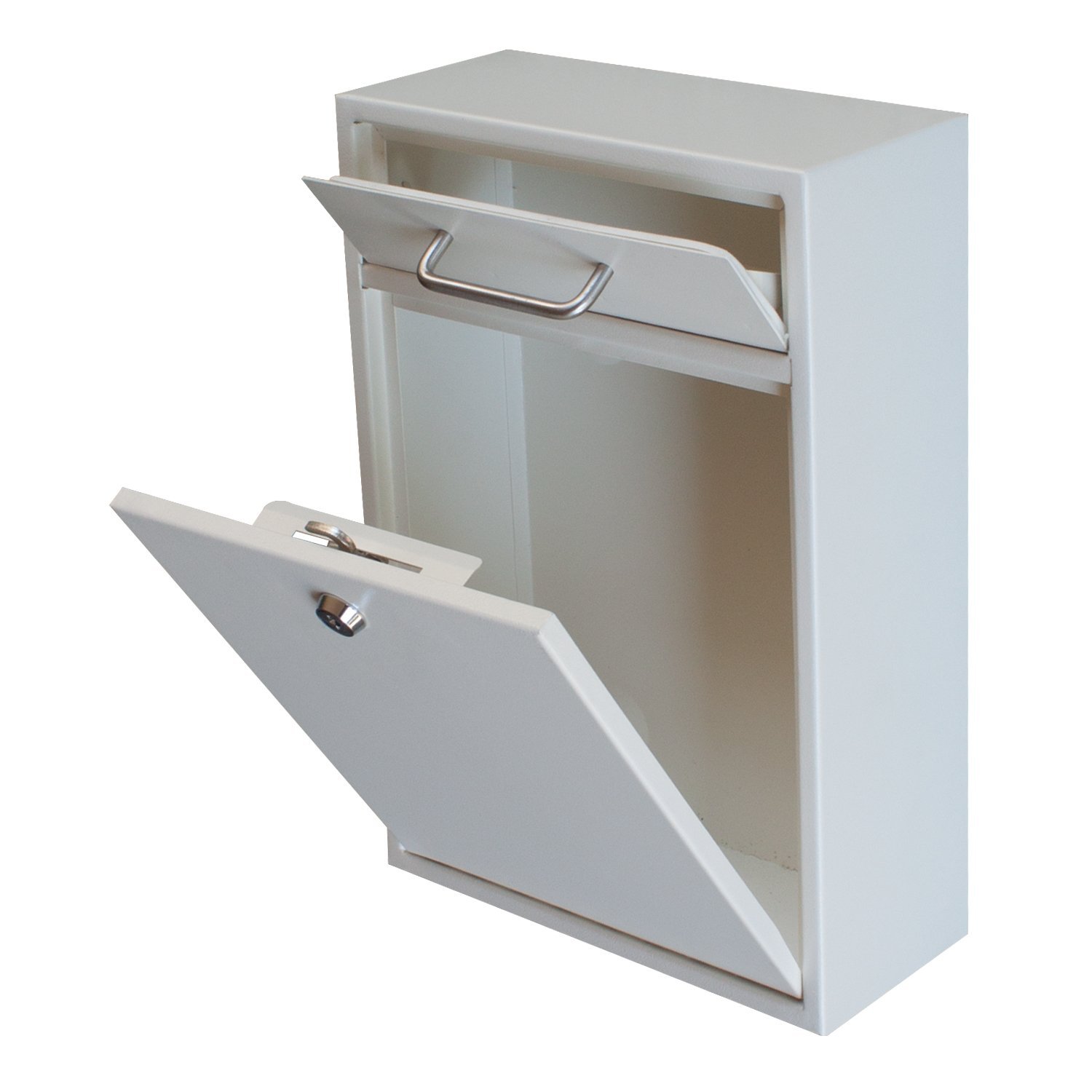 INDIAN DECOR . 28741 High-Security Steel Locking Wall Mounted Mailbox, Office Comment Drop (White)