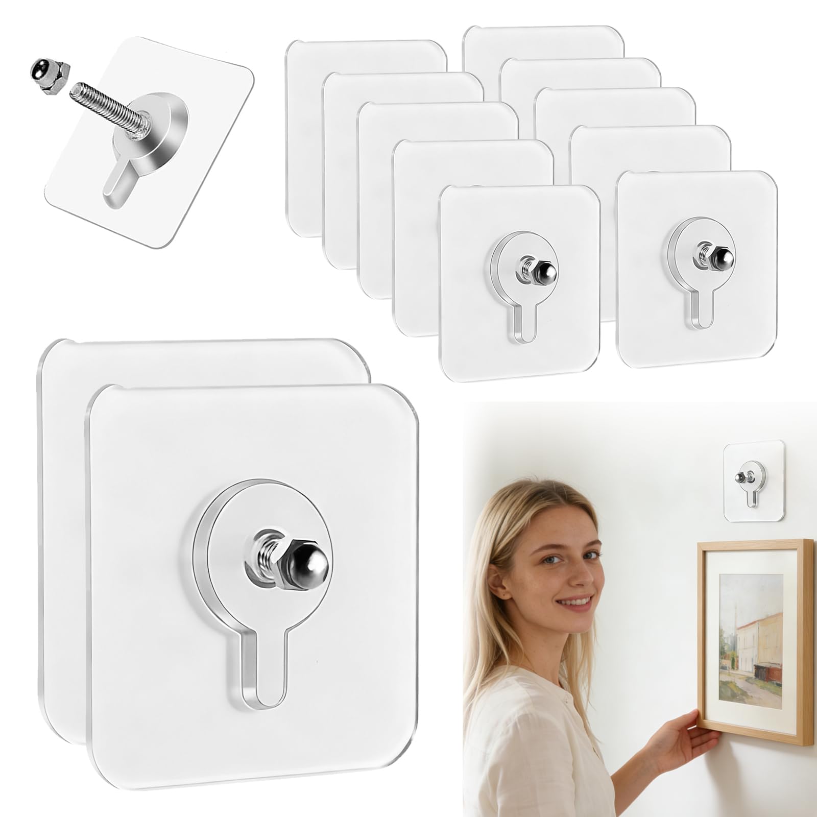 No Drill Screw Stickers - Adhesive Wall Hooks (12PCS)