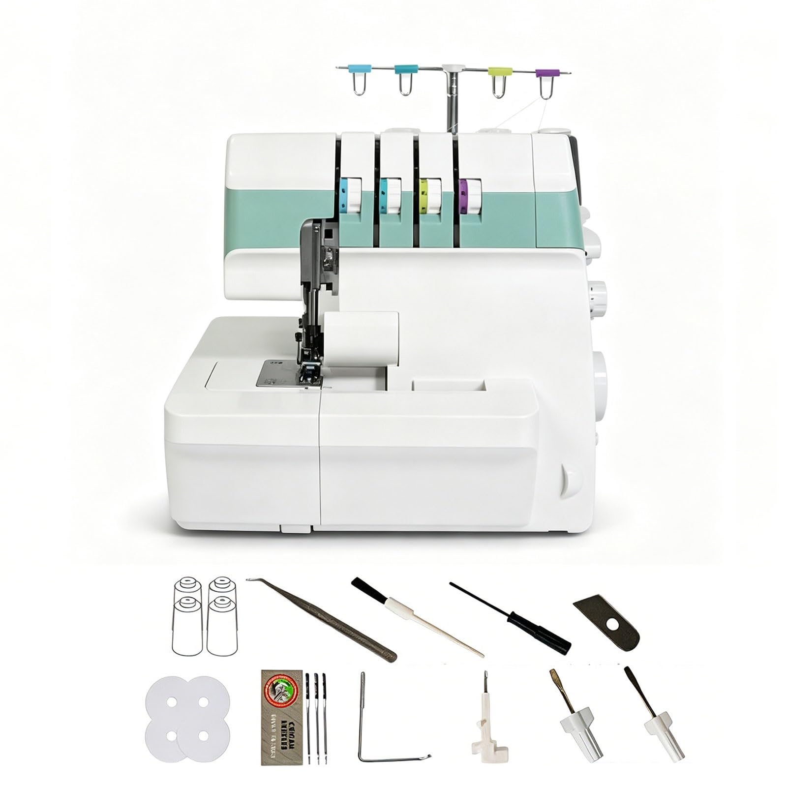 Máquina de coser for principiantes, máquina de coser eléctrica portátil | 4 programas de puntada, luz LED, doble velocidad, pedal y enhebrador automático for reparaciones de ropa en el hogar