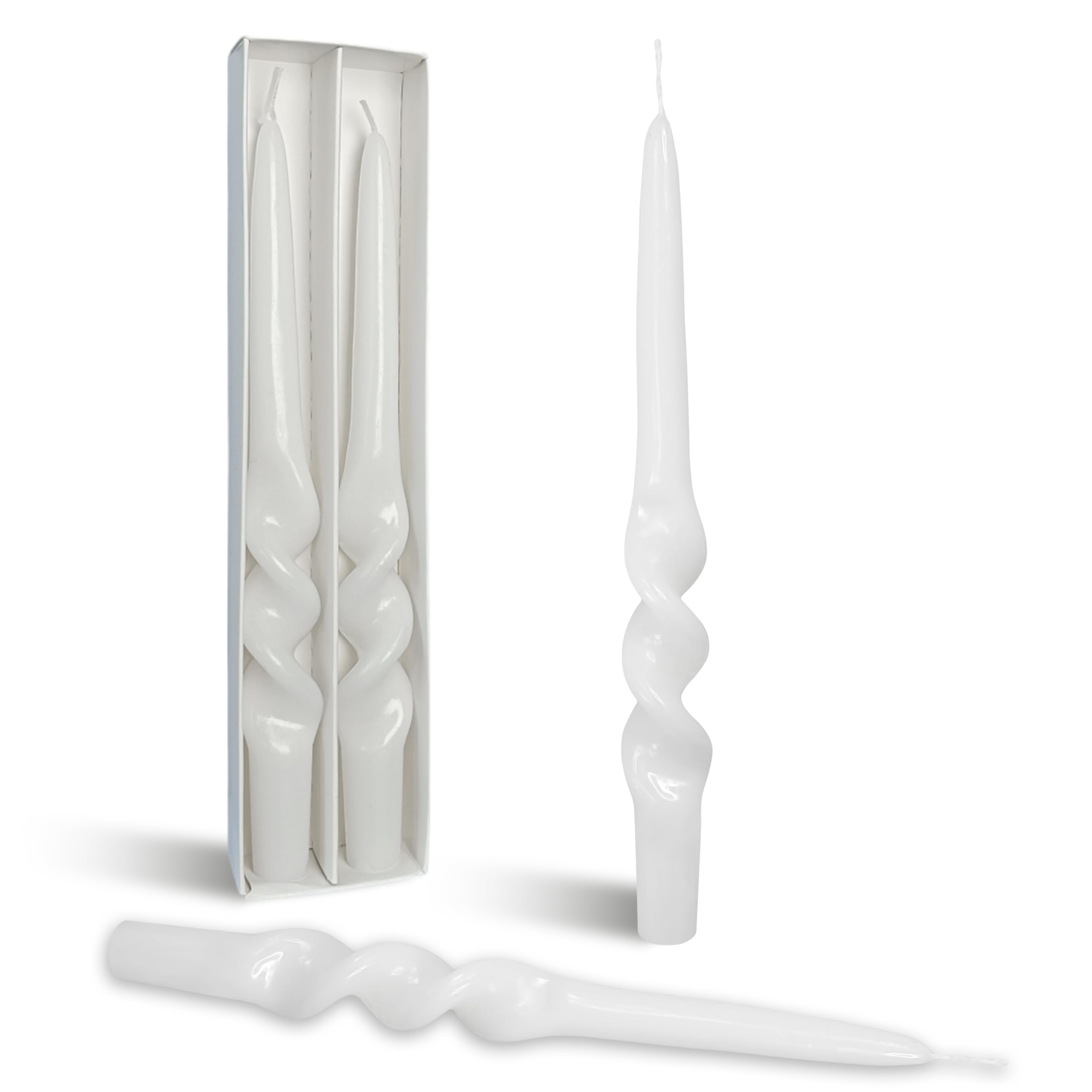 Twisted Taper Candle Smokeless White Spiral Candlesticks 9.5 Inch Unscented Handmade Dinner Candles Set for Holiday Wedding Party Home Decoration Seasons