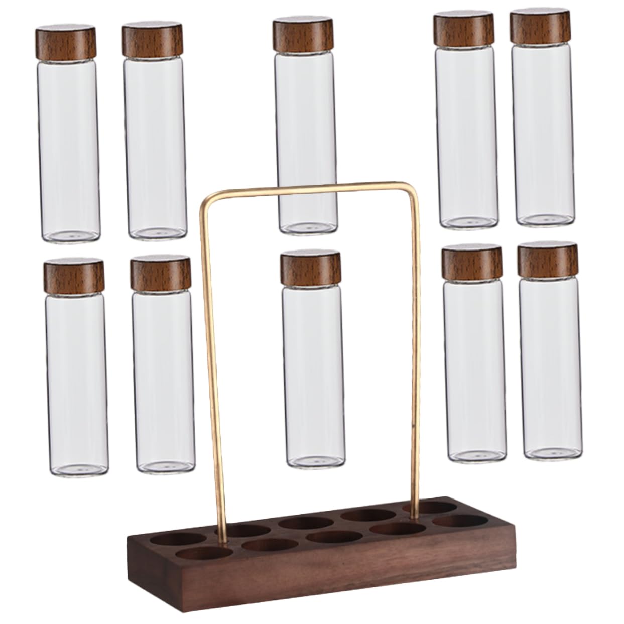 Kaffeebohnen Behälter aus Glas mit Deckel und Holzständer zur Aufbewahrung von Kaffeebohnen in Kleinen Küchen