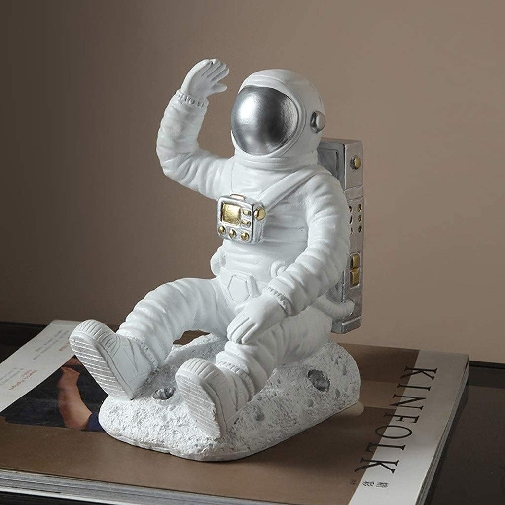 Astronaut Bookends Bookend Supports for Home Decorative Resin Book End for Space Decor (Color : Silver)