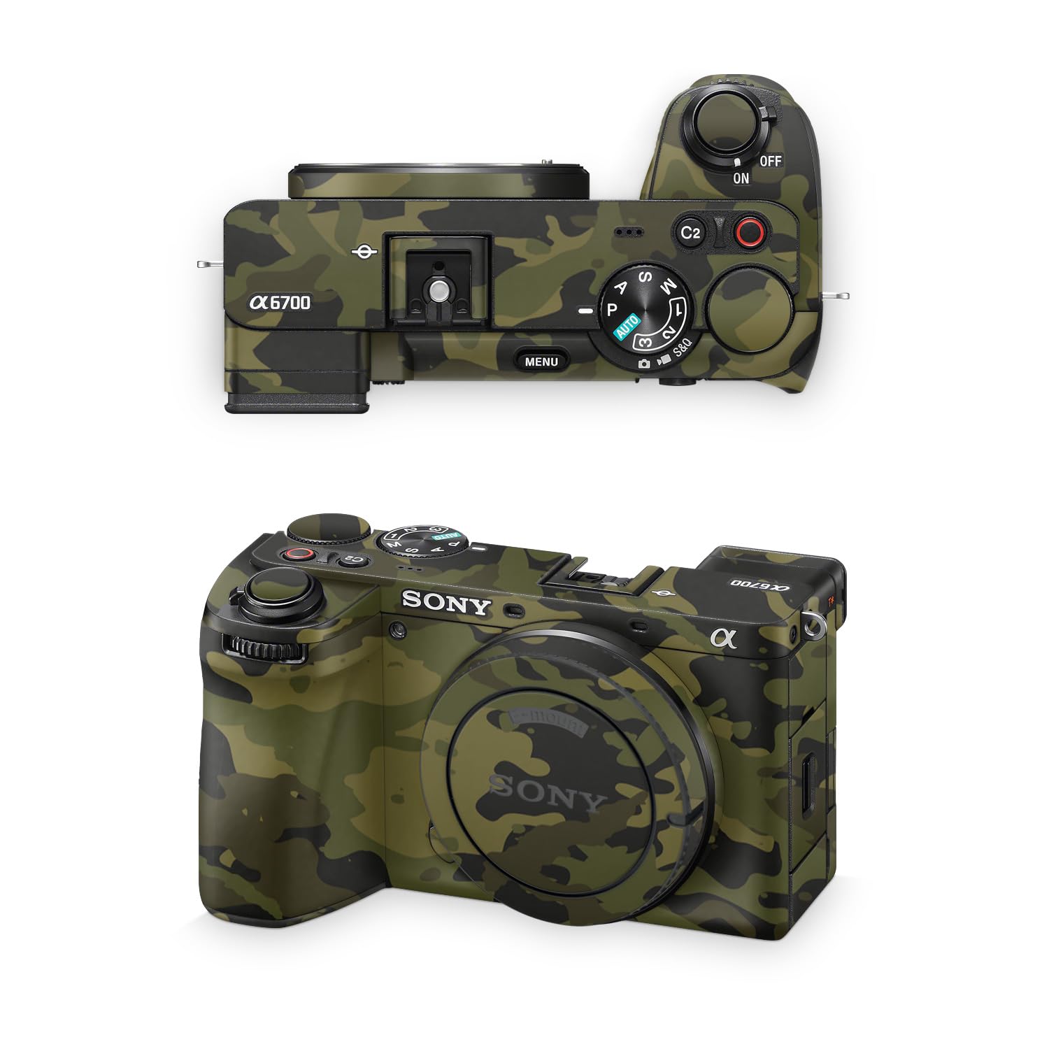 Camera Skin Compatible with Sony A6700 Mirrorless Camera (2023) - Green Camouflage - Premium 3M Vinyl Protective Wrap Decal Cover - Easy to Apply | Crafted in the USA by MightySkins