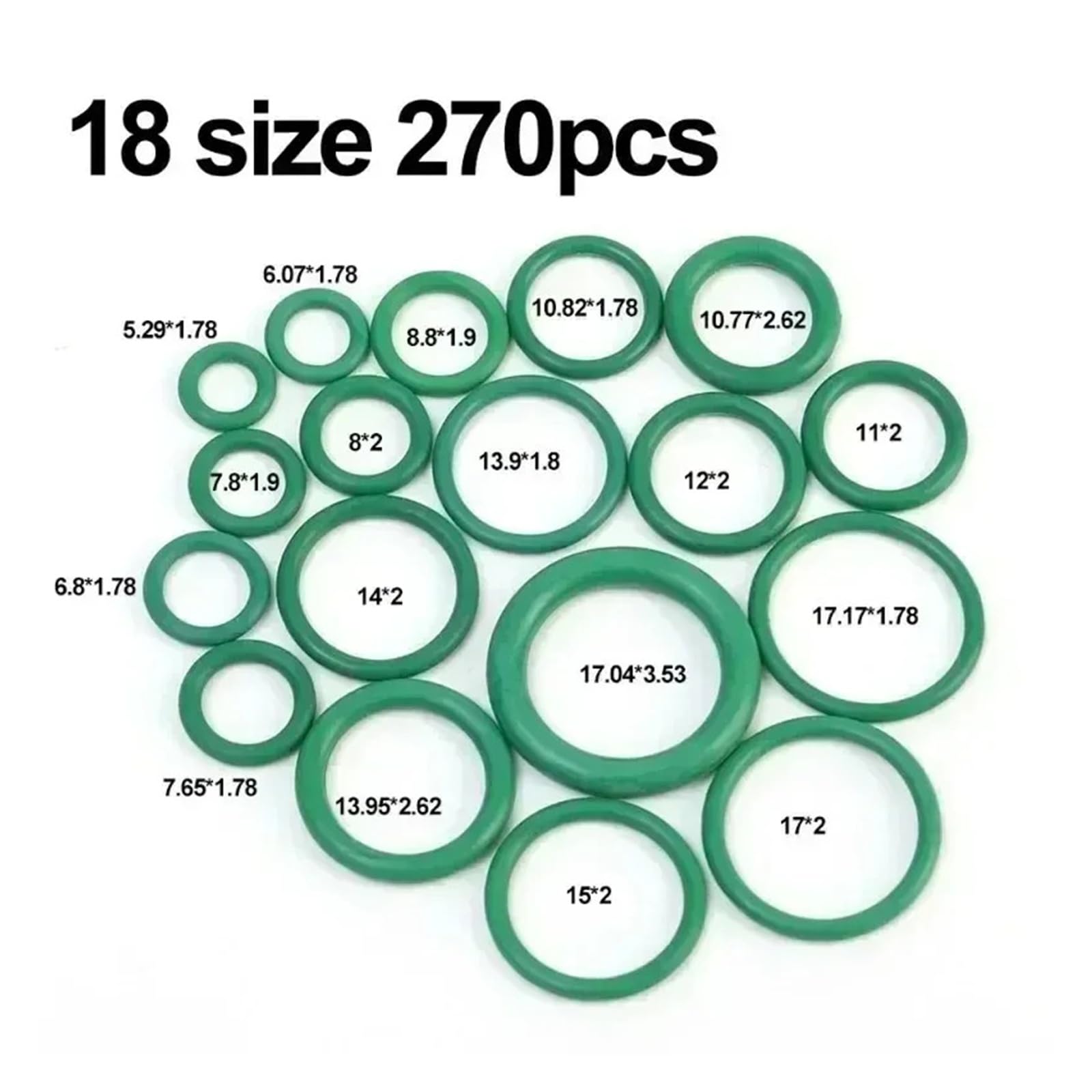 Juego combinado de juntas tóricas de goma elásticas de 270 piezas