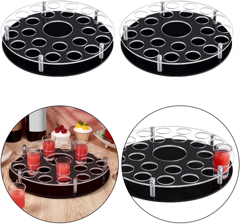 Space Saving Acrylic 25 Slot Glass Holder Includes Dedicated Wine Bottle Storage Area