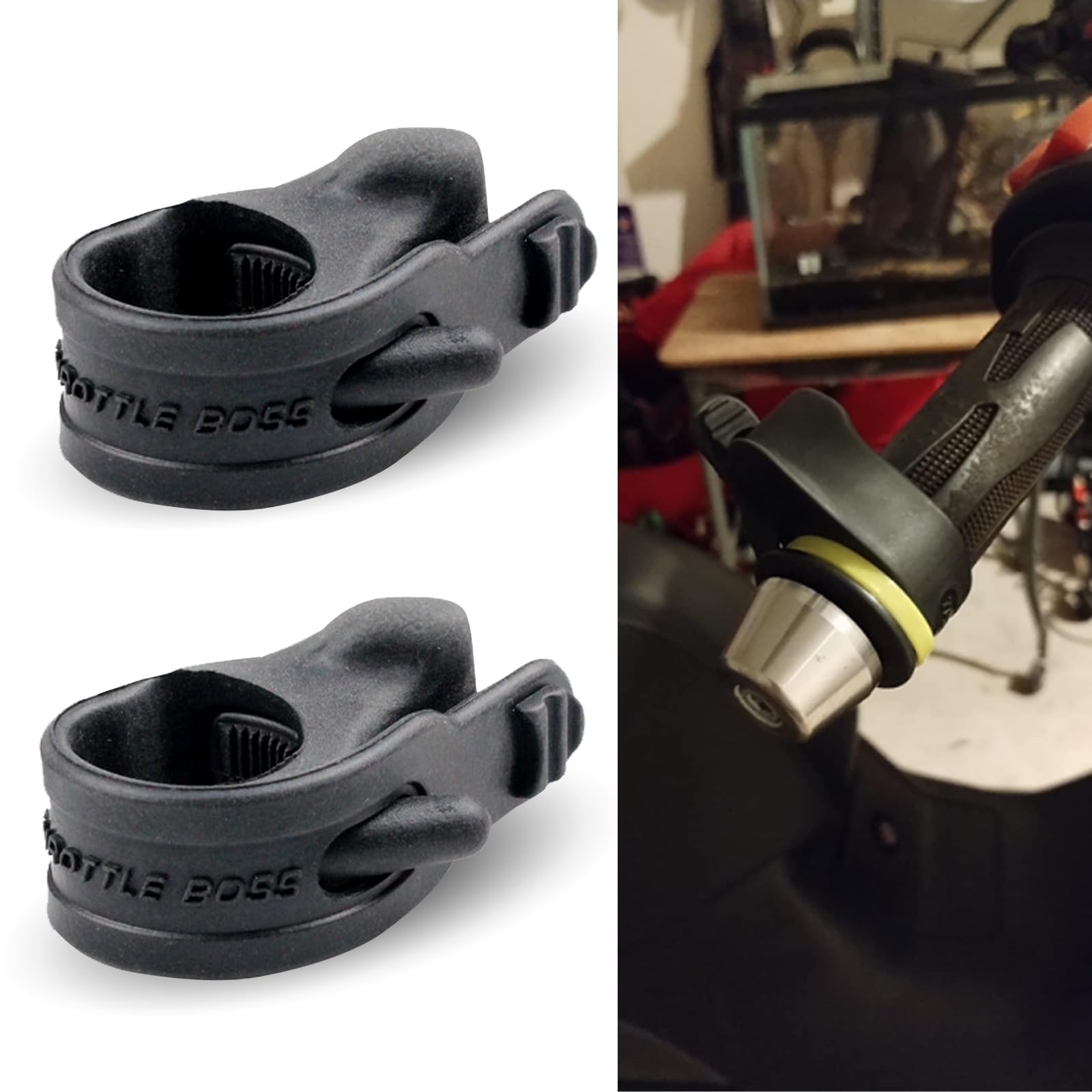 2 PCS Motorcycle Throttle Assistant, 0.98" ID Accelerator Assist Handle Labor-saving Tool, Throttle Bracket Cruise Assist Control Handle Rocker Clamp, Universal for Most Motorcycles (Black)