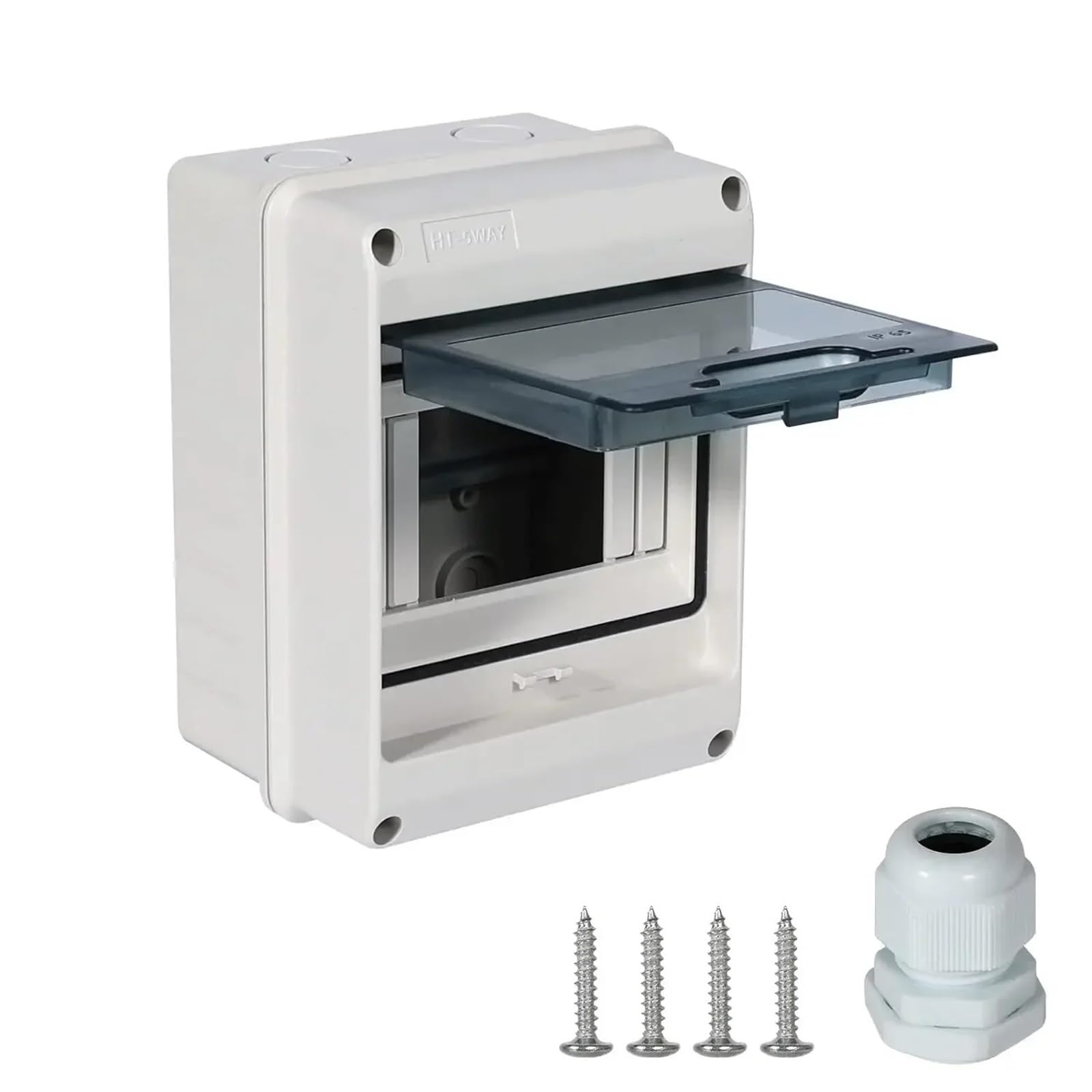 HT Series Junction Box 5/8/12 Way PC Plastic IP65 Waterproof Fuse Boxes with Terminal DIN Rail Outdoor Garden Distribution Box(HT-12WAY)