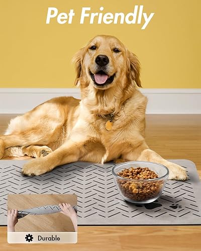 Miniatura 6 de MontVoo -Tapete absorbente para alimentación de mascotas-Tapete de secado rápido para perros sin manchas para comida y agua-Tapete de goma para