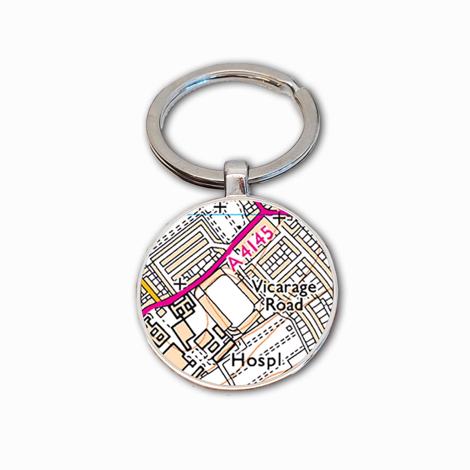 Watford Stadium Key Ring, Vicarage Road Stadium Key Chain, Football Map Key Fob, Watford Ground Keyring, Watford Soccer Ground Map Key Ring, Watford Football Club Gift