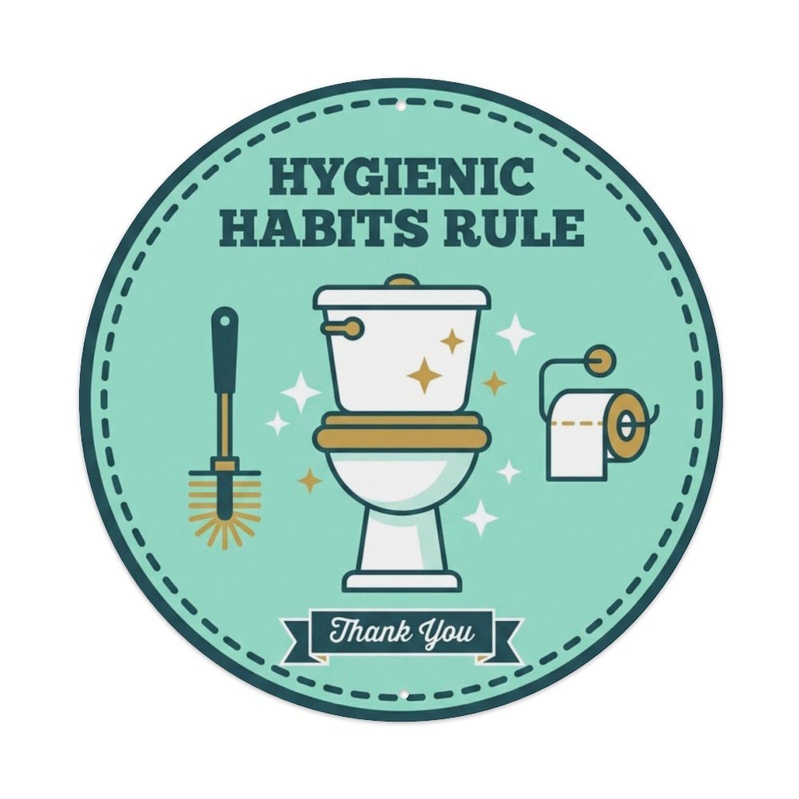 Metal Tin Sign Toilet Clean Bathroom Reminder Hygienic Habits Rule