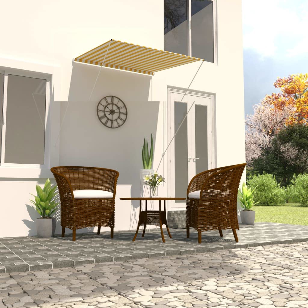 Ochrona przed promieniowaniem UV, wodoodporna, ochrona przed słońcem, markizy ogrodowe, werandy, pergola, trawnik, ogród, taras, park i wiata, roleta 100 x 150 cm, żółta i biała
