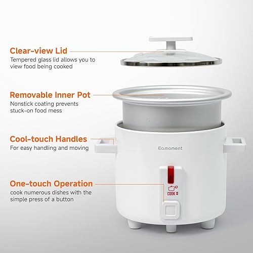 Miniatura 3 de Pequeña olla de cerámica blanca de 1.5 cuartos de galón, temperatura ajustable, platos principales, salsas, guisos y salsas. Tapa de vidrio apta