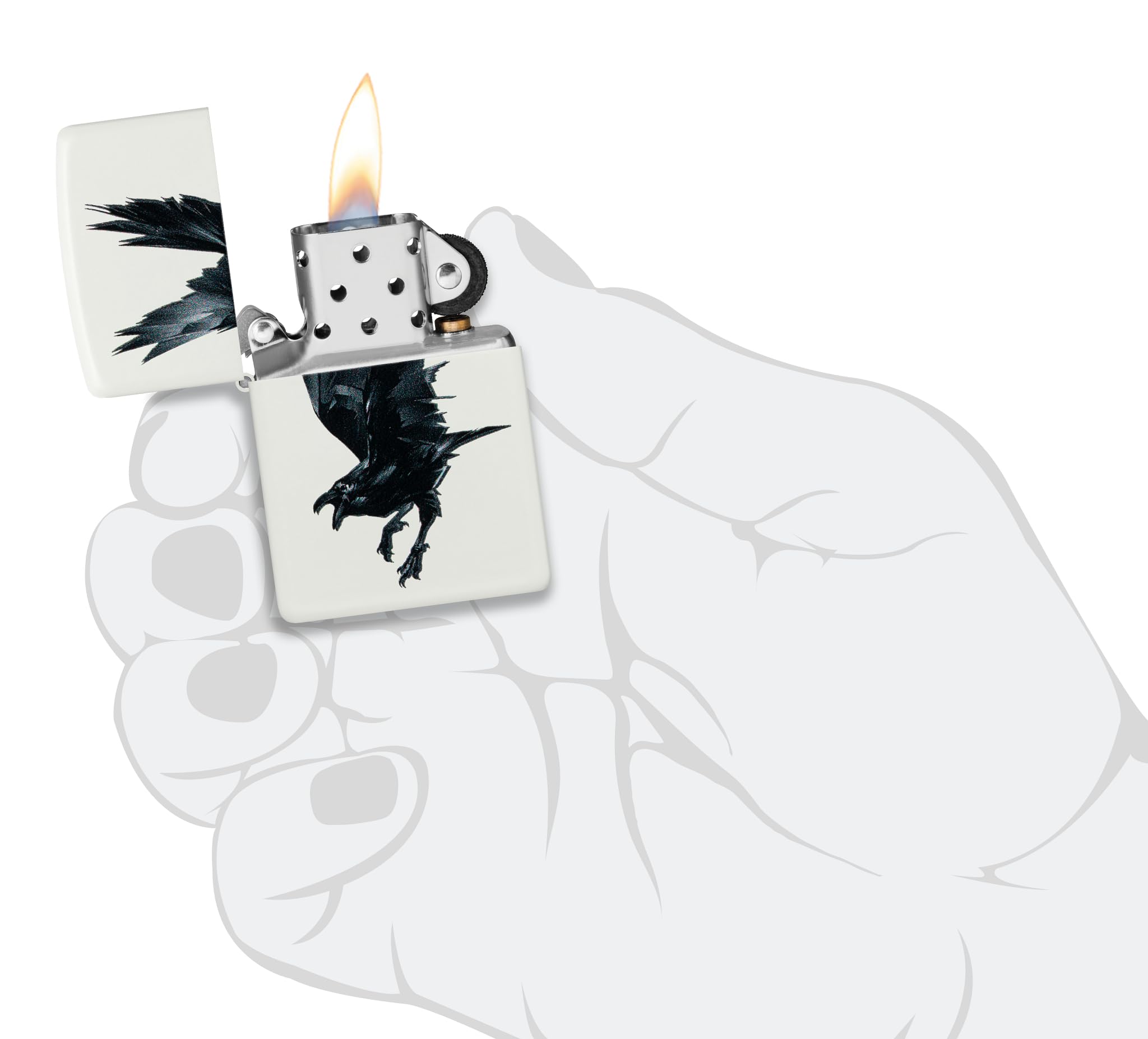 Amazon.com: Zippo Lighter: Raven Bird - White Matte 46077 : Health