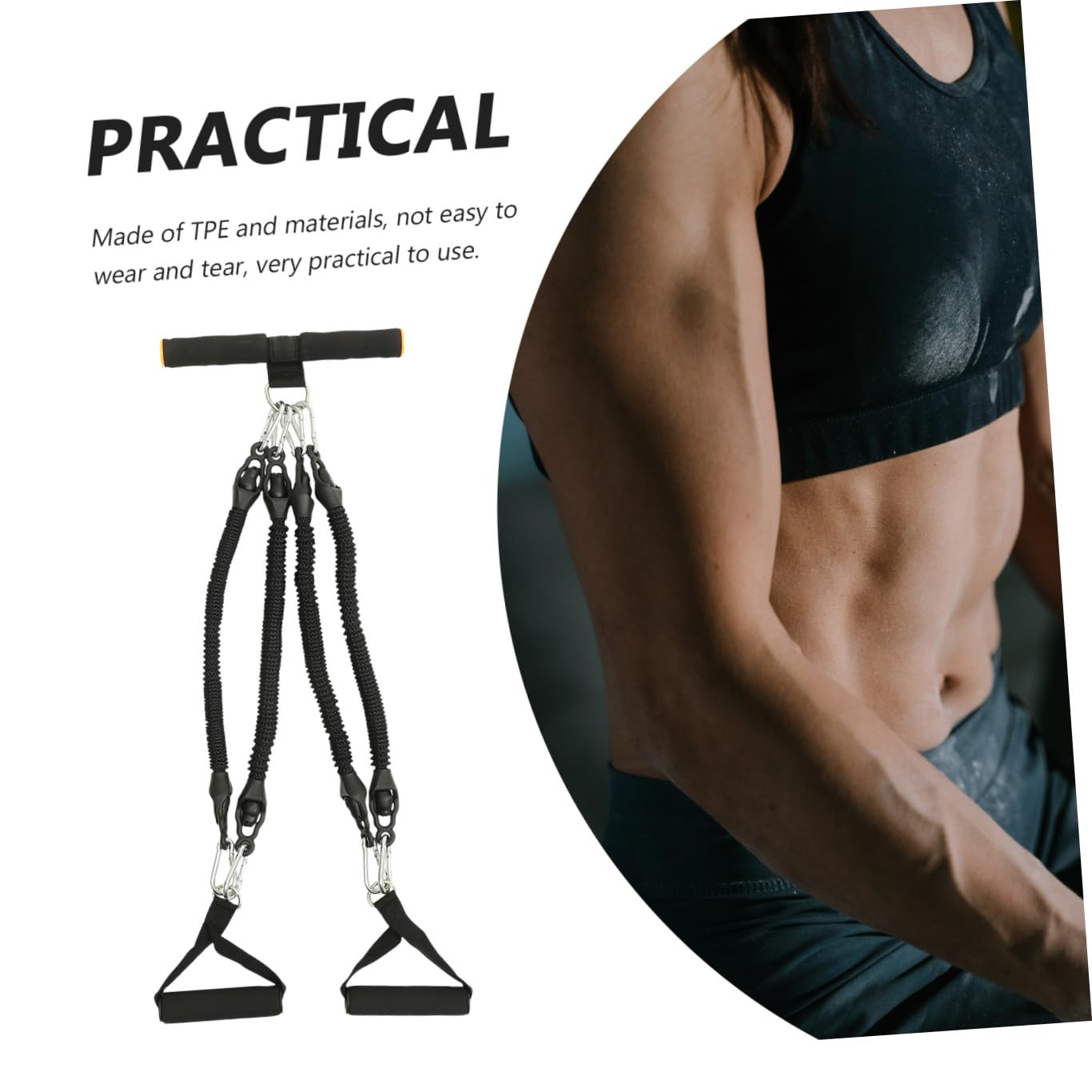 Corda Elastica Fitness Pedale Nero in Pte e Schiuma per Allenamento Muscolare e Resistenza per Bicipiti e Spalle in Casa