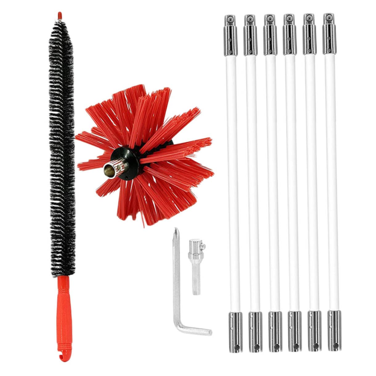 1 Set Spazzole per Pulizia Flessibile con Kit Rimozione Lanugine per Tubi e Canna Fumaria Compatibile con Trapano Elettrico Facile da Montare e Smontare