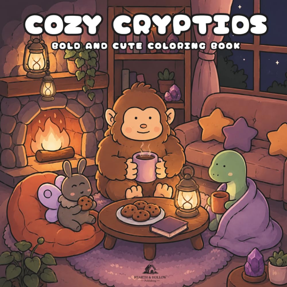 Cozy Cryptids: A Cute and Cozy Coloring Book Filled with Adorable Legendary Creatures (Cozy Critters Coloring Books)