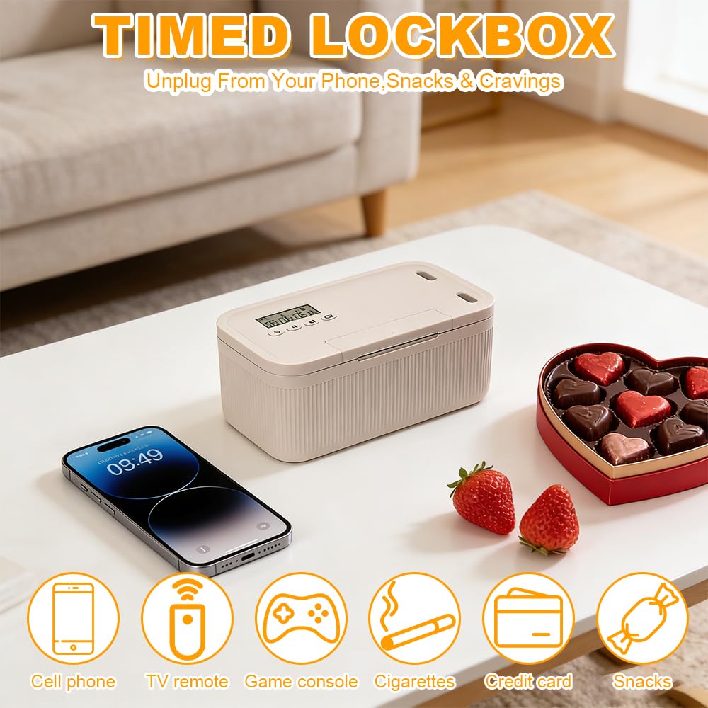 Caja de Seguridad con Temporizador, Timed Phone Lock Box con 2 Modos de Trabajo, Caja de Seguridad para Teléfono Móvil, Ideal para Teléfonos, Snacks, Medicinas y Control de Hábitos