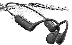 Fone de Condução Óssea Bluetooth 5.3, IPX8 À Prova D'água, 32GB Memória Interna, 8-10 Horas Bateria, para Natação e Esportes Aquáticos