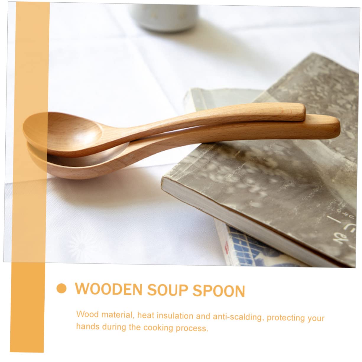 FUNOMOCYA 2pcs Wooden Spoon Hot Pot Spoon Stainers Japan Spoon Japanese Spoon Asian Soup Spoon Soup Spoons Japanese Style Ramen Spoons Chinese Soup Rice Spoons Cooking Spoon Cucharas Beech
