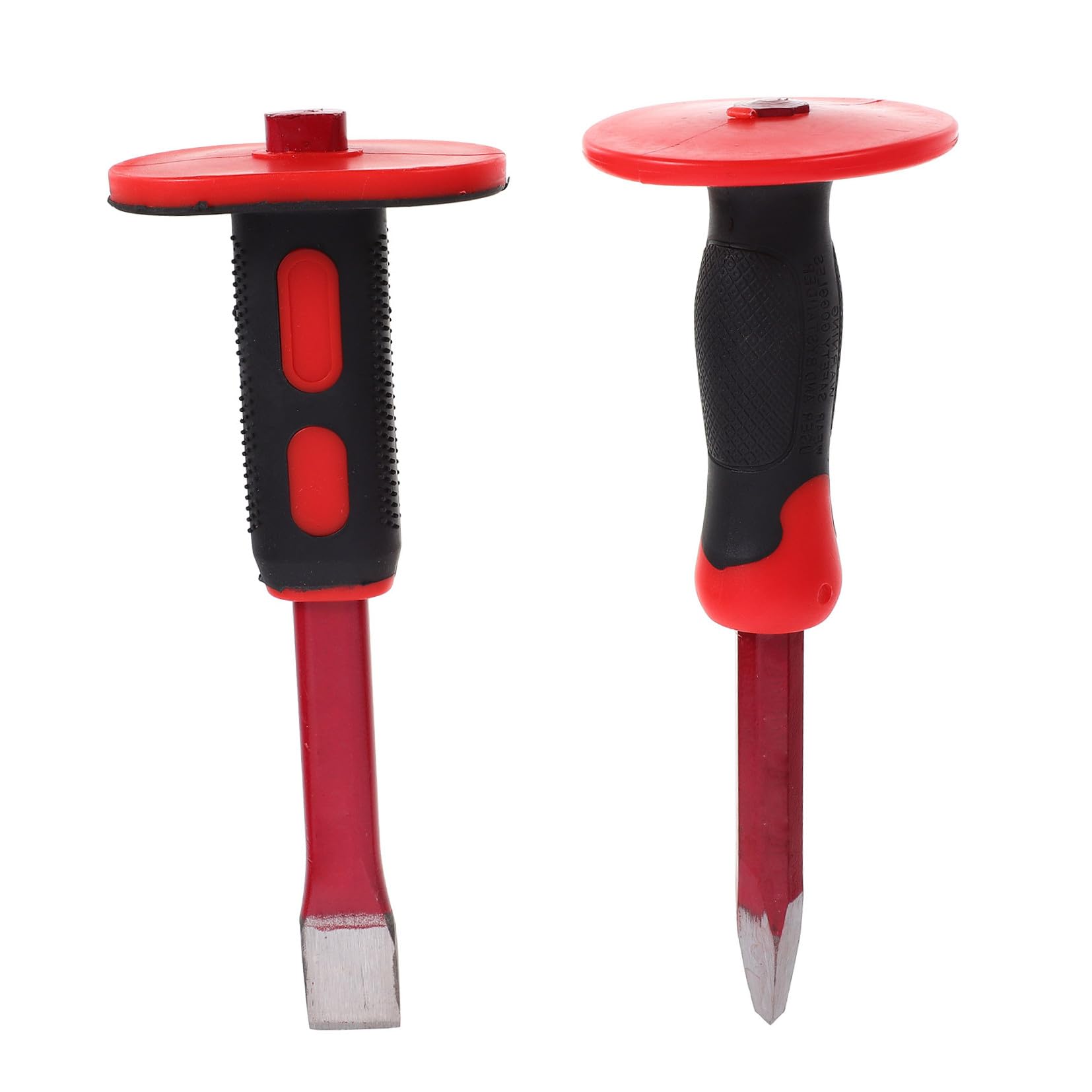 Set 2 Scalpelli a Freddo per Muratura 25 CM in Acciaio al Cromo Vanadio Temprato Impugnatura Antiscivolo e Protezione Mano in Gomma Utensili per Intaglio e Demolizione Pietra