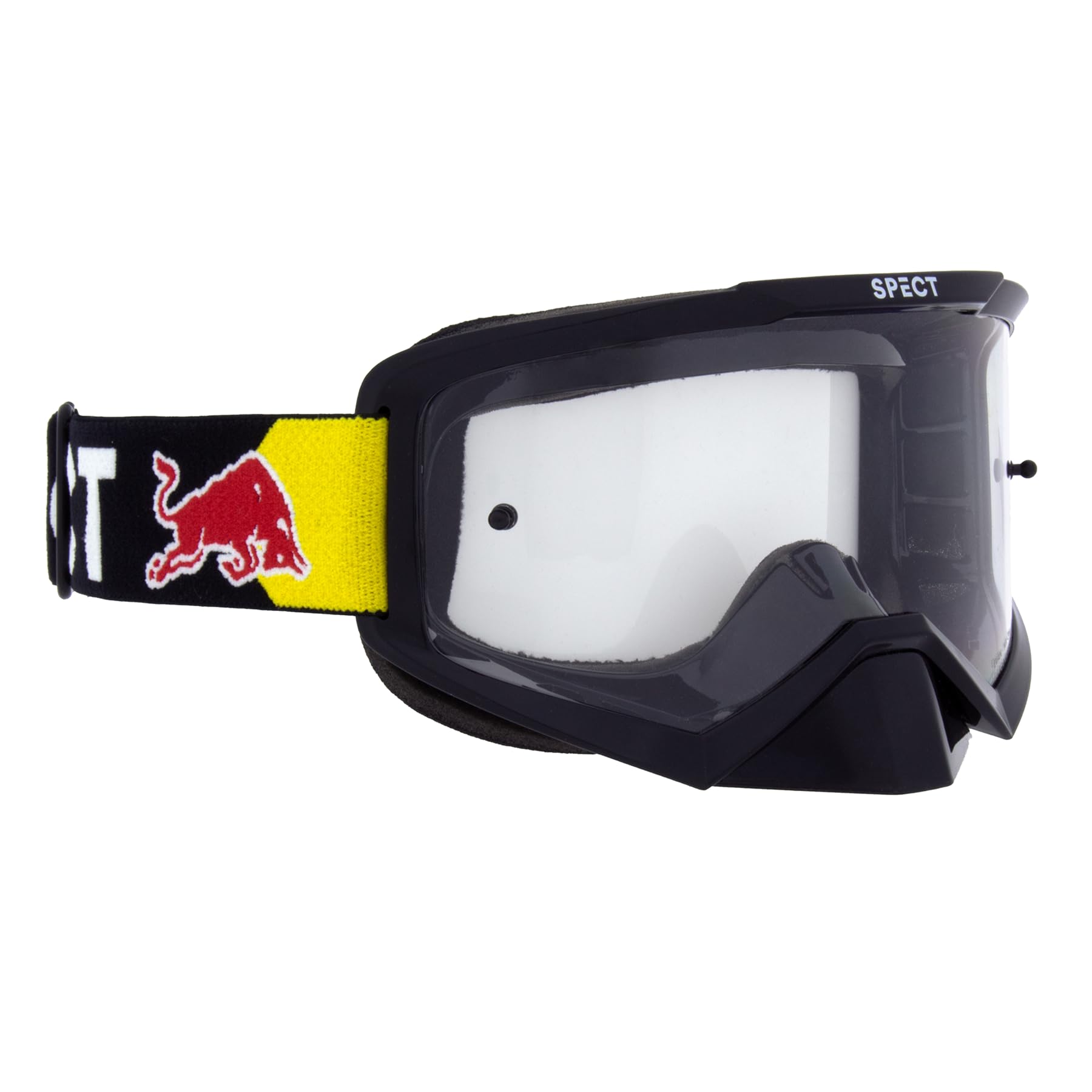 Occhialini Red Bull Spect Evan MX - Cornice lucida nera - Cinturino nero/colorato - Lente singola trasparente