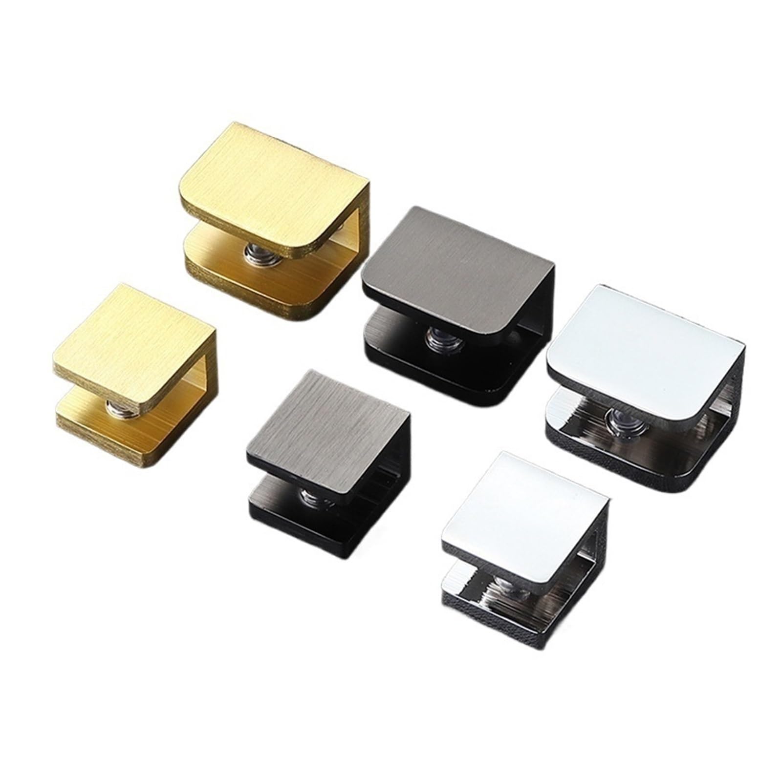 2pcs Adjustable Glass Shelf Clips Brass Wall Mount Clamps for Shelving