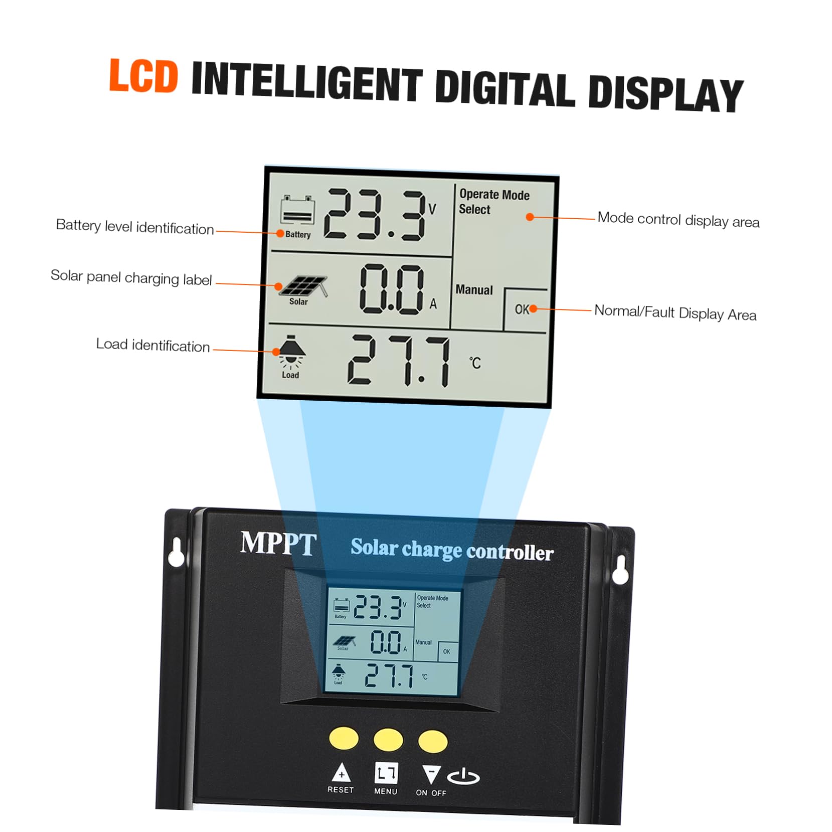 Mppt und Aluminiumgehäuse 12v 24v mit Lcd Display 48v 36v 100a Solarladeregler Hohe Stromausgabe für Solar Panel und Batterien für Photovoltaik Speicher