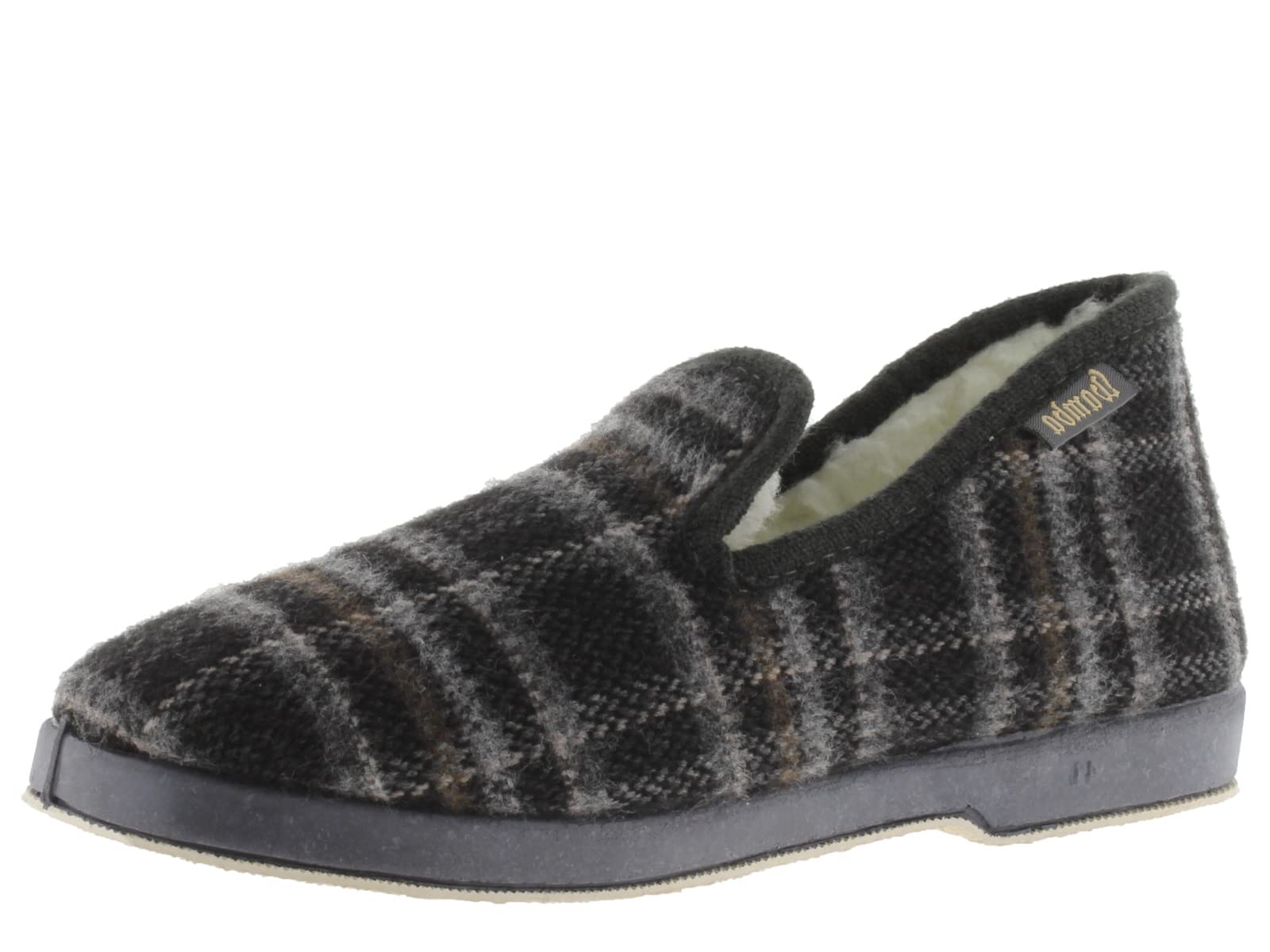 victoria Wamba Confortable Plaid Slippers & Sheepskin Interior & Matching Sole 202001 for Men GRIS 46