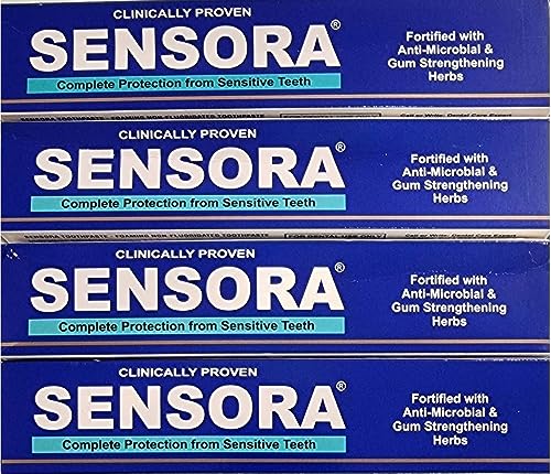 Image of SENSORA Herbal Sensitivity Relief Toothpaste with Rapid Relief Formula for Sensitive Teeth, Bleeding Gums and Bad Breath Pack of 4
