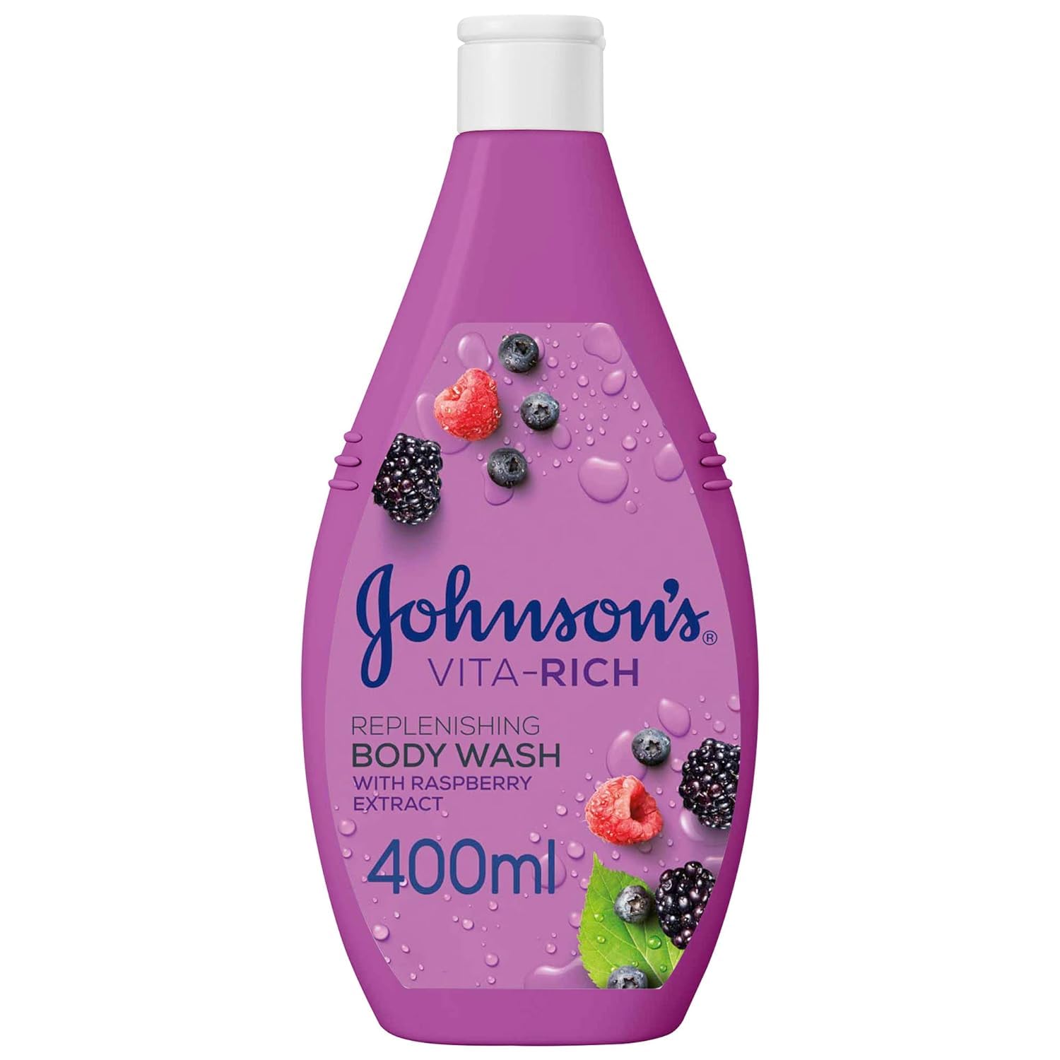 Johnson & Johnson Body Wash, Vita-Rich, Replenishing, Enriched with wild berries, raspberry extract and glycerin, Rich and foamy formula for intense hydration, 400ml