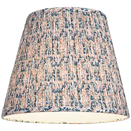Hardback Shirred Empire Lamp Shade Pink Blue Floral Medium 8" Top X 13" Bottom X 11" Slant X 10.75" High Spider With Replacement Harp And Finial Fitting - Springcrest #TOP7