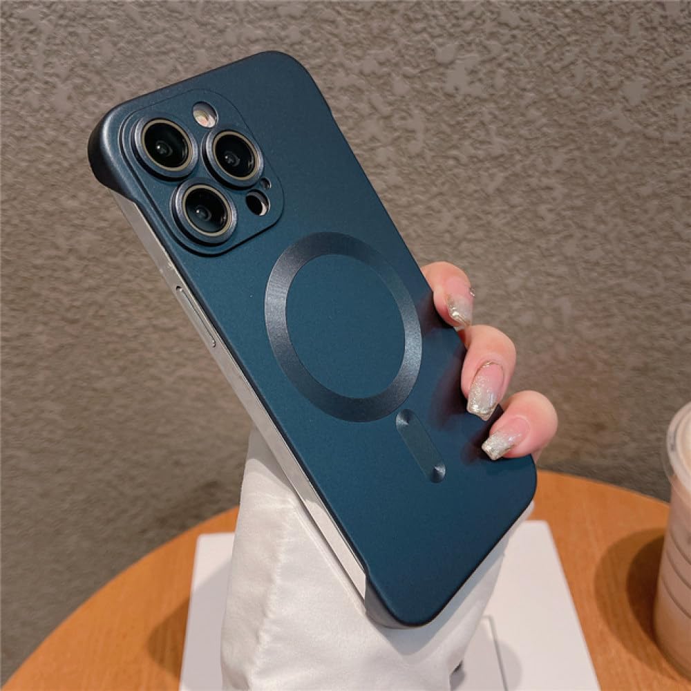 Coque iPhone 14 Pro Max magnétique sans cadre mate bleu marine - 8