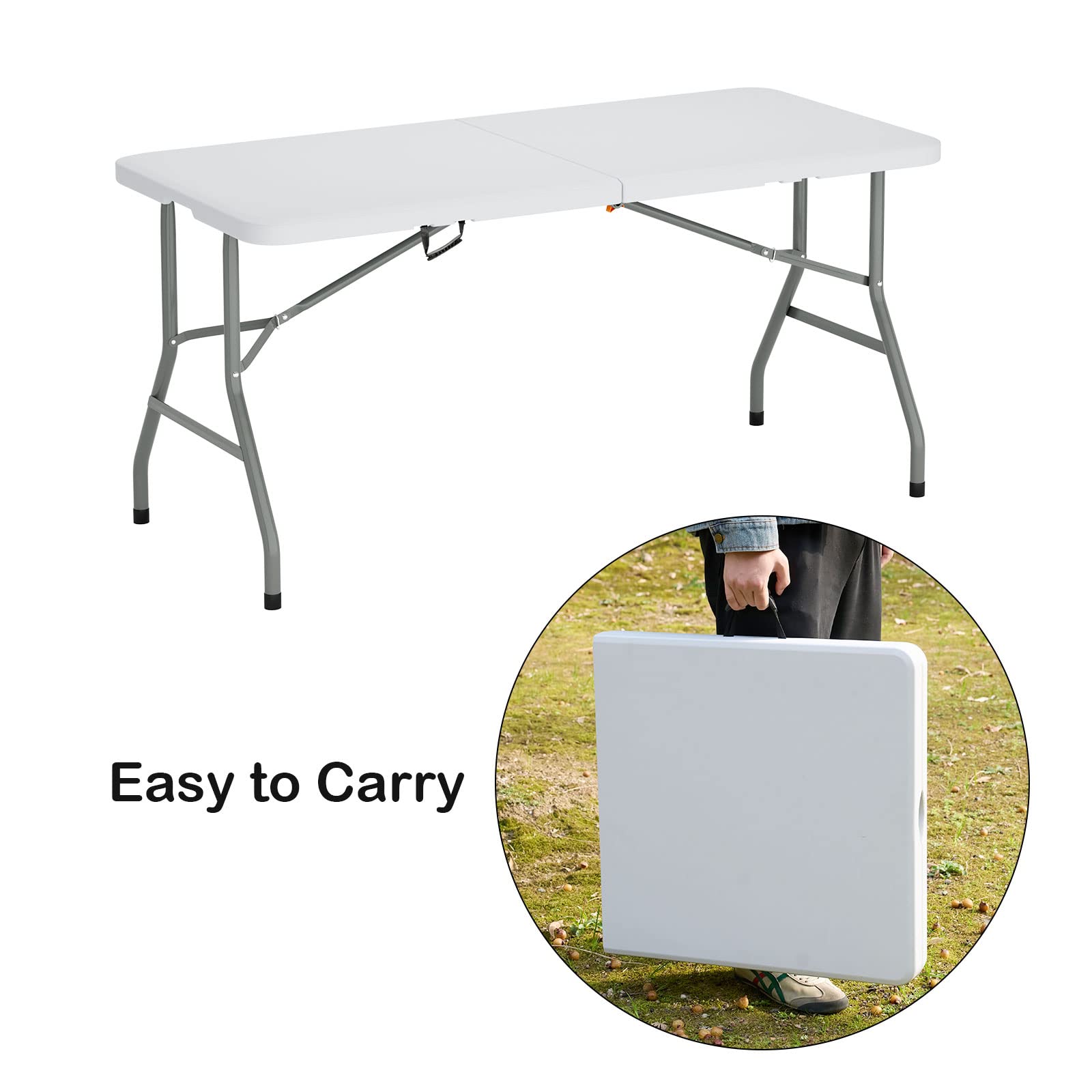SogesHome Table Pliante 150 cm Table de Camping, de Pique-Nique et de Jardin Pliable Idéale pour Camping, Réception, Banquet, Fête