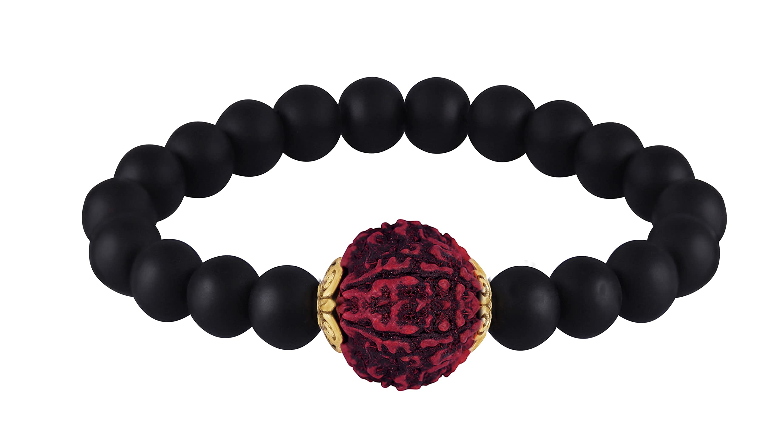 JFL - Jewellery for Less Matte Finish Black Onyx Stone with Panch Mukhi Rudraksha Stretchable Bracelet for Men and Boys- Valentine Latest Love for Boyfriend/Husband.,Valentine (B0BSV9J5ZF) Amazon Price History, Amazon Price Tracker
