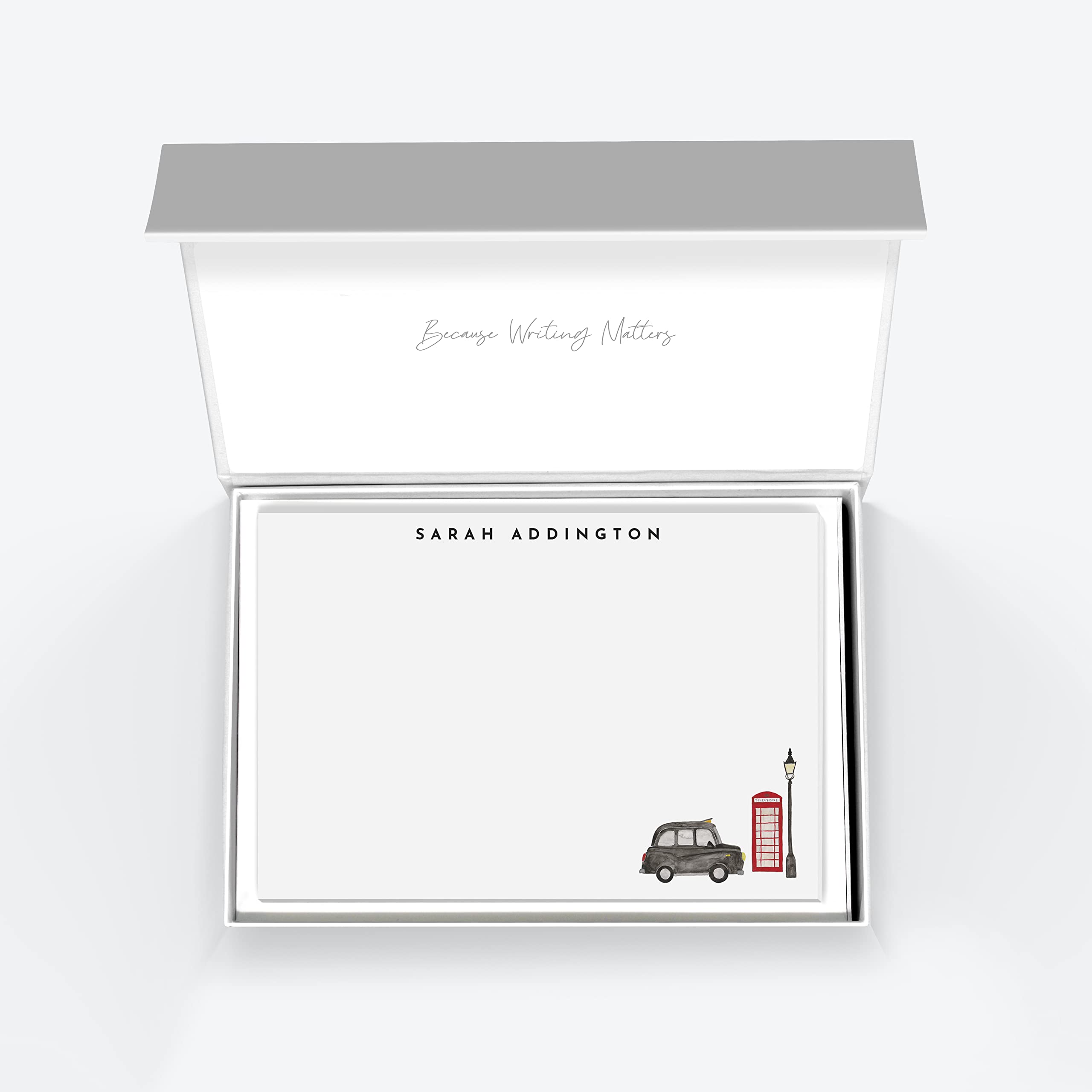 Me Loovely London Design Personalised Notecards and Envelopes Correspondence Blank Greeting Cards Luxury Notecard Set | Christmas Gifts (A5 Size, Pack of 10)
