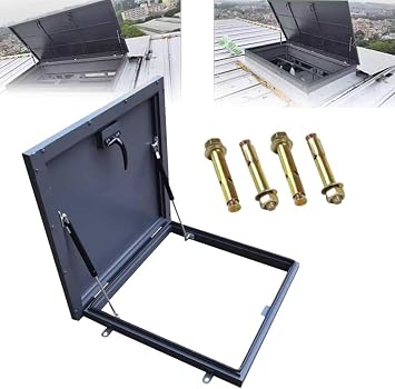 Adjustable Roof Access Door & Basement Hatch, Steel Reinforced 19.6In-39.3In with Anti-Slip Surfaces and Water Drainage,600mmx600mm/23.6Inx23.6In