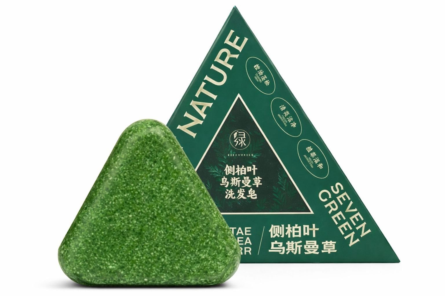 Nature Herbal Seven Green Triangle Shampoo Bar Soap with multyfunction, Oil Control, Dandruff Removal, Smoothening, Platycladus Usman Grass Hair Care 100g (Pack Of 1)-image-23