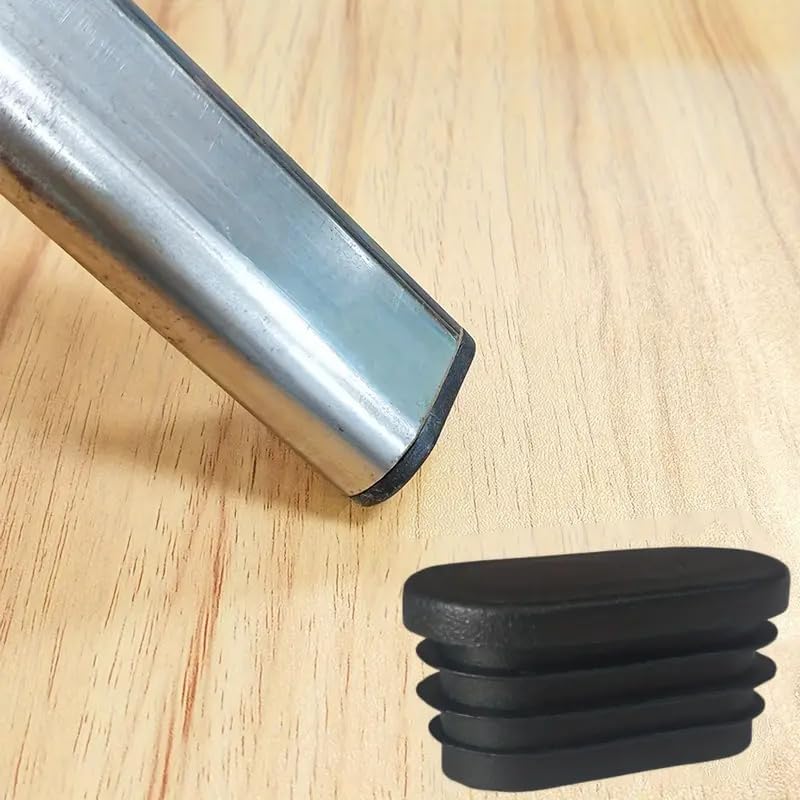 20Pcs 20mm x 40mm Furniture Oval Pads Silicone Chair Leg Caps Oval Chair End Caps Black Tubing Plug for Chair Desk Tube Protector