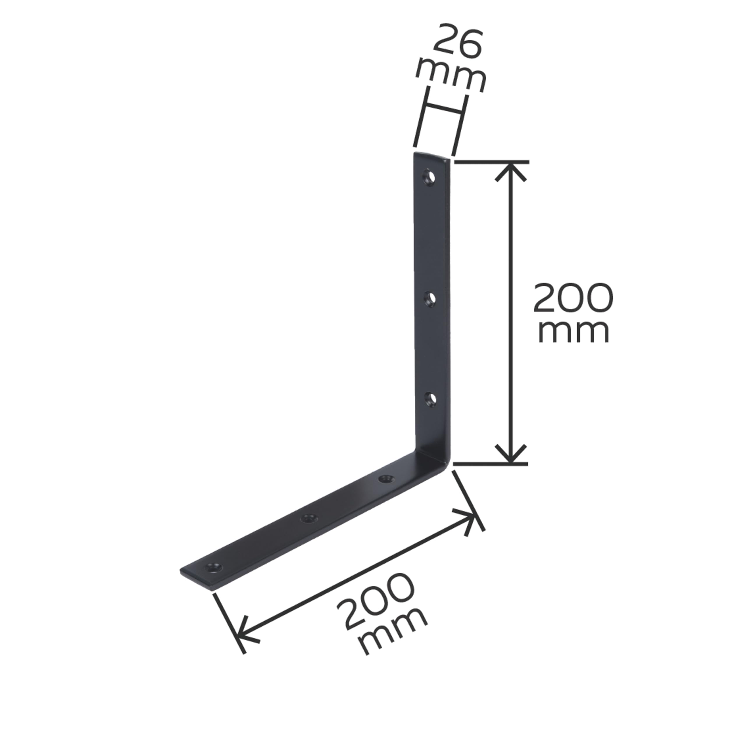 Alberts 824792 Balkenwinkel - schwarz - kunststoffbeschichtet - 200 x 200 x 26 x 5 mm | 25er Set
