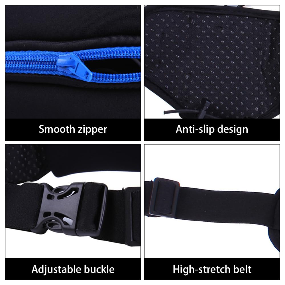 Riñonera para correr, impermeable, con 2 soportes para botella de agua, correa ajustable y diseño de agujero para auriculares para senderismo, correr, caminar, trotar, acampar, Green