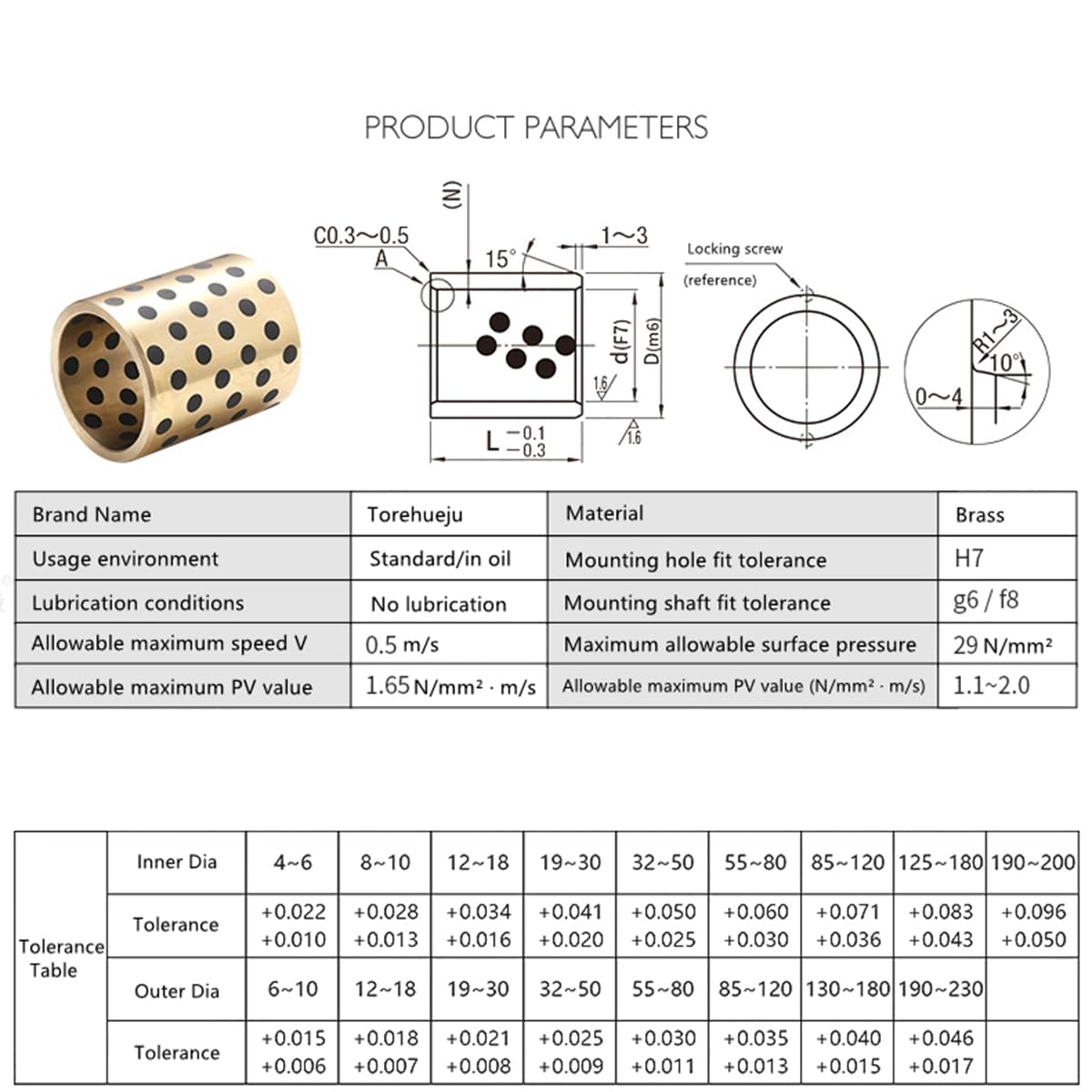 Boccole Ottone Grafite Cuscinetti A Manicotto Sourcing Map - Ottone Con Grafite 6x8x12 Mm Autolubrificanti Cuscinetti Strisciamento 6mm - Foto 6