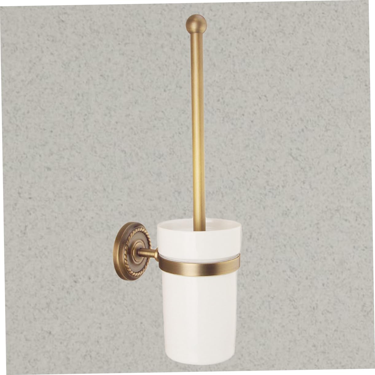 Healifty Conjunto de Cepillo y Soporte Vintage de Cobre Antiguo para Baño Cepillo de Cerdas Suaves y Mango para Hogar Hotel y Oficina Montaje Pared para Limpieza