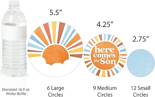 Miniatura 3 de Big Dot of Happiness Here Comes The Son - Decoración de baby shower, confeti circular gigante bohemio para niños, decoraciones retro para fiesta de