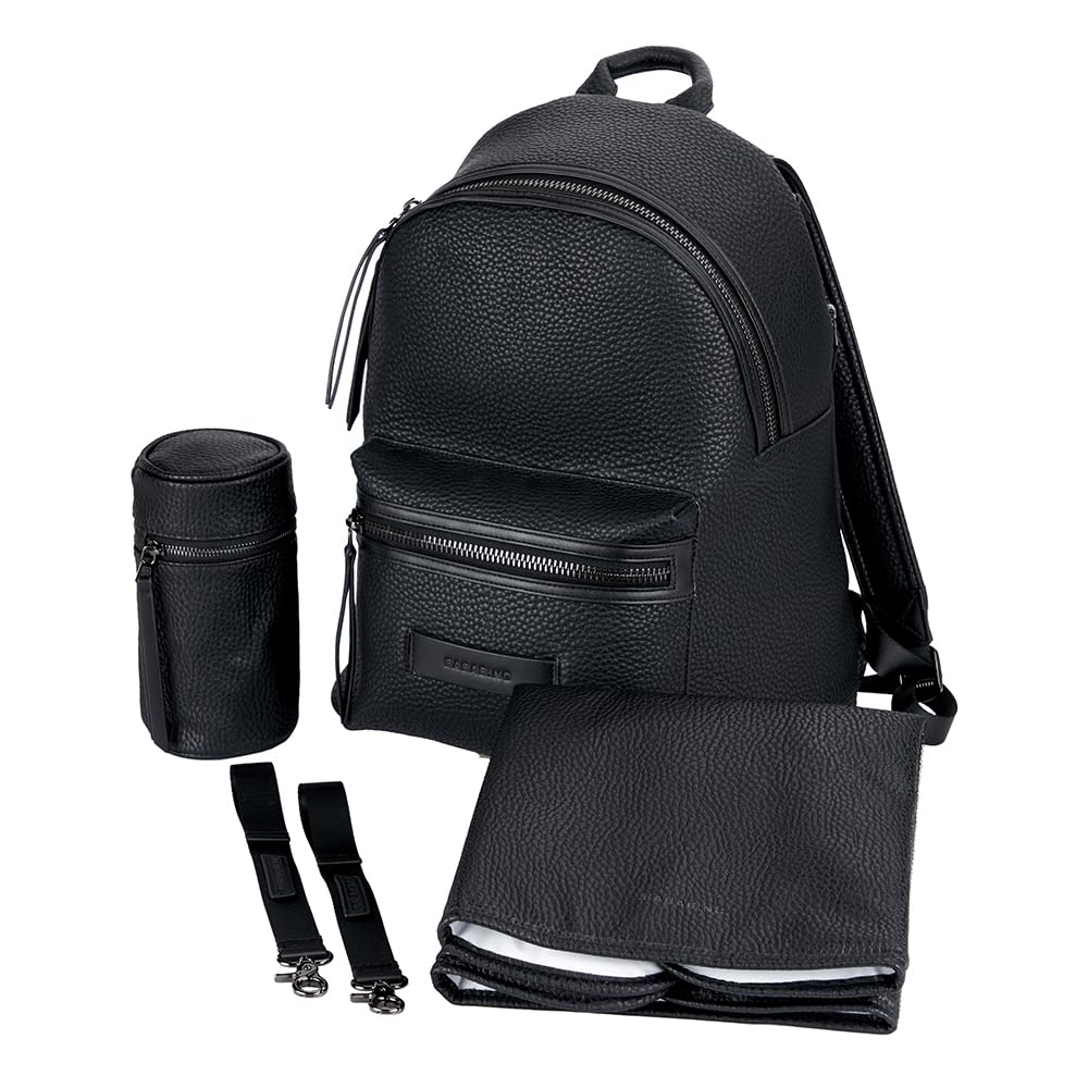 baba bing Baby Changing Backpack - Black - Luxurious Vegan Leather Backpack for Baby Essentials | Nappy Changing Bags | Changing Bag Backpack - Baby Changing Bag